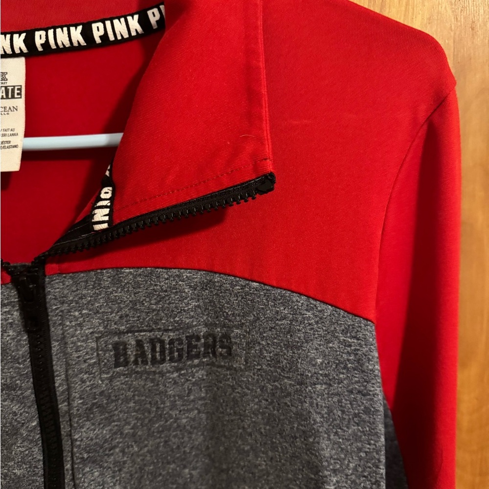 Victoria's Secret PINK Badgers Jacket - Red and Gray